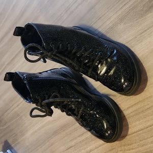 Girls combat boots black glitter size 13